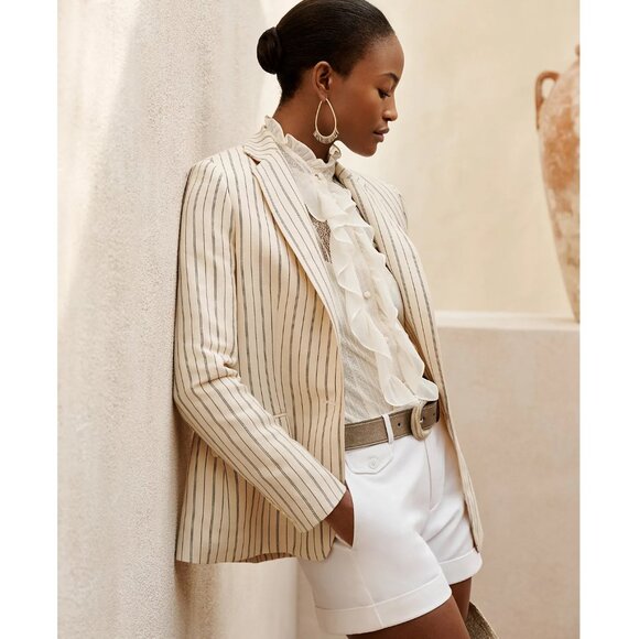 Lauren Ralph Lauren Striped Linen-Blend Blazer - Picture 2 of 6